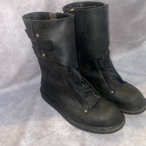 Rick Owens Black Leather Zip Boots